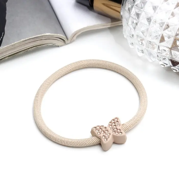 Резинка для волос &laquo;Бирсен&raquo;, бабочка, 5 см, бежевый