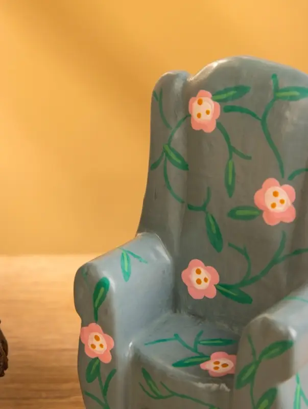 Сувенир дерево "Кресло с цветами" цв. зелёный, 6х5х9,5 см