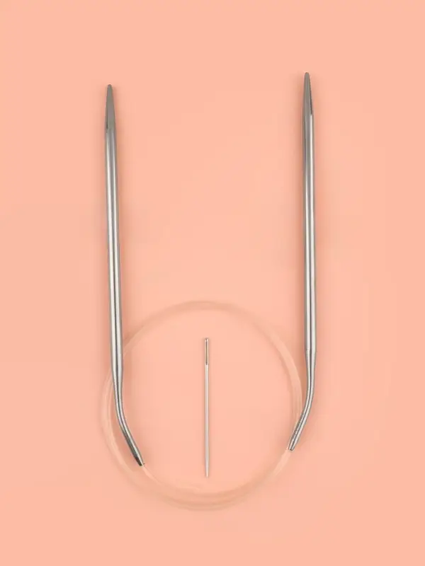 Спицы круговые, для вязания, с пластиковой леской, d=4.5 мм, 14/80 см, с иглой