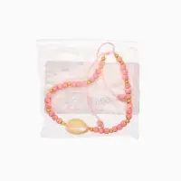 Браслет "Моана" камень пирит, длина 16 см, цв. розовый