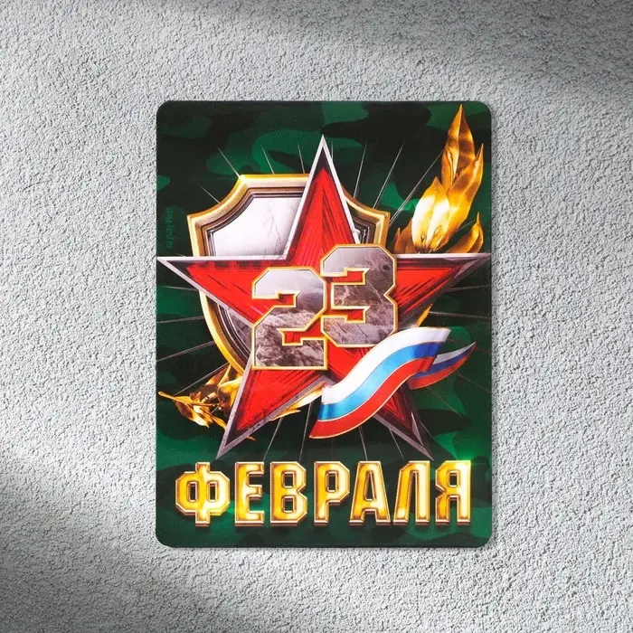Магнит полимерный &laquo;23 февраля&raquo;, 6 х 8 см