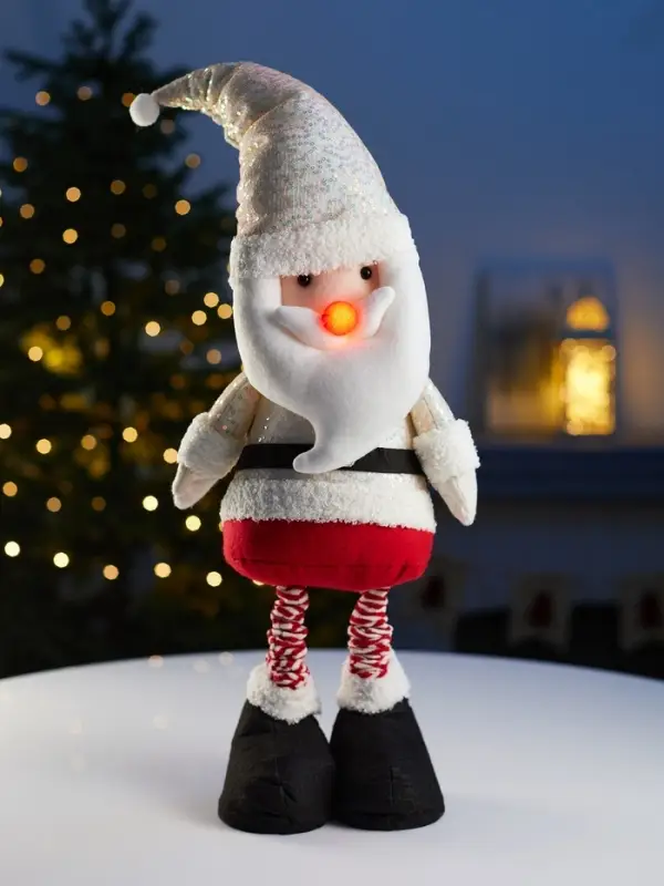 Фигура текстиль &laquo;Дед Мороз&raquo; 55-84 см, телеск-е ножки, 1LED, LR1130х3 (в компл.), Т/БЕЛЫЙ