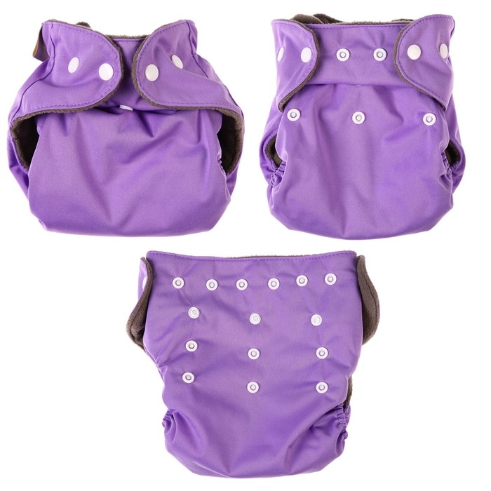 Многоразовый подгузник, угольно-бамбуковая ткань, 3-15 кг, цвет фиолетовый, Крошка Я
