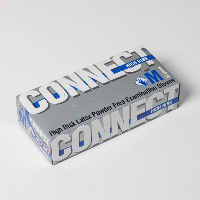 Перчатки латексные High Risk, смотровые, нестерильные, размер M, 50 шт/уп (25 пар), цвет синий