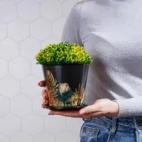 Горшок для цветов Доляна &laquo;Голди&raquo;, 800 мл, цвет чёрный