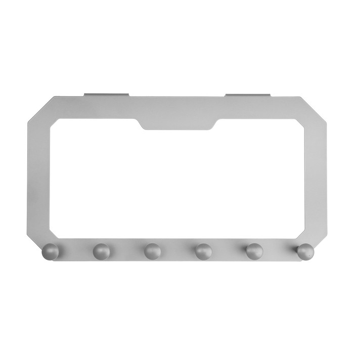 Вешалка ТУНДРА TVS002, металлическая, шестирожковая, самоклеящаяся, цвет серый