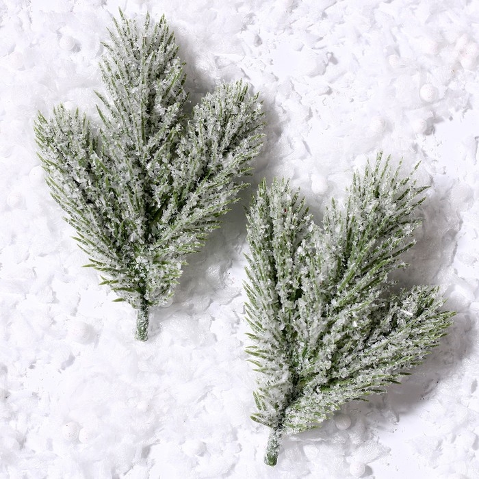 Декор &laquo;Веточка ели со снегом&raquo;, набор 2 шт., размер 1 шт. &mdash; 12 см