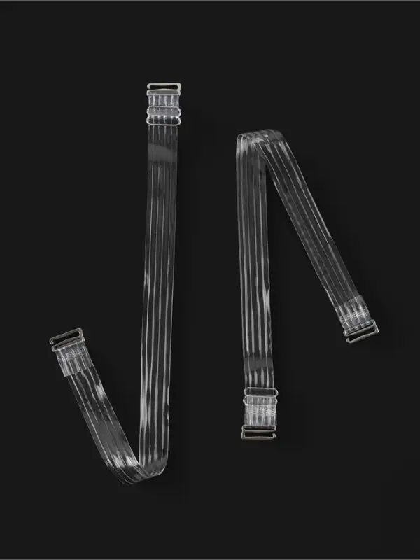 Лямки для бюстгальтера, силиконовые, фурнитура металл, 5 полос, 1.9 см, 37 см, пара, прозрачные