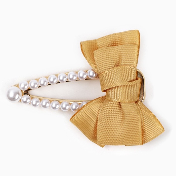 Заколка для волос жемчуг с бантиком &laquo;Fall in love&raquo;, 8 х 8 см.