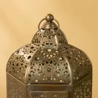 Подсвечник фонарь "Золотое кружево" железо 19,5х19,5х35,5 см