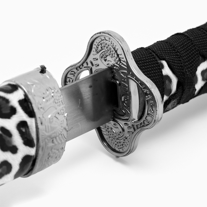 Сувенирное оружие &laquo;Катана на подставке&raquo;, темно серые ножны под леопарда, 89см