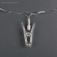 Гирлянда &laquo;Нить&raquo; 4.5 м с насадками &laquo;Прищепки&raquo;, IP20, прозрачная нить, 20 LED, свечение RG/RB, мигание, 220 В