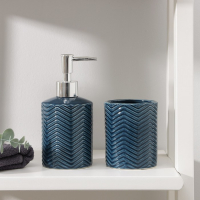 Набор аксессуаров для ванной комнаты &laquo;Минимал&raquo;, 2 предмета (дозатор для мыла 350 мл, стакан 350 мл), цвет синий