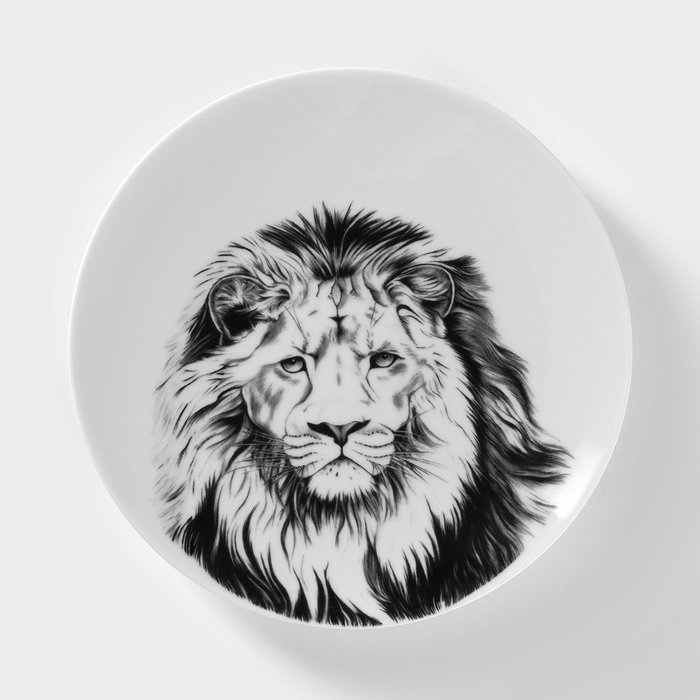 Тарелка фарфоровая &laquo;Лев&raquo;, d=20 см, белая