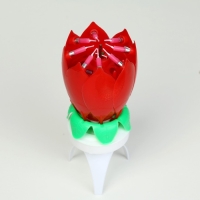 Свеча для торта музыкальная "Тюльпан", крутящаяся, красная, 14,5&times;6 см