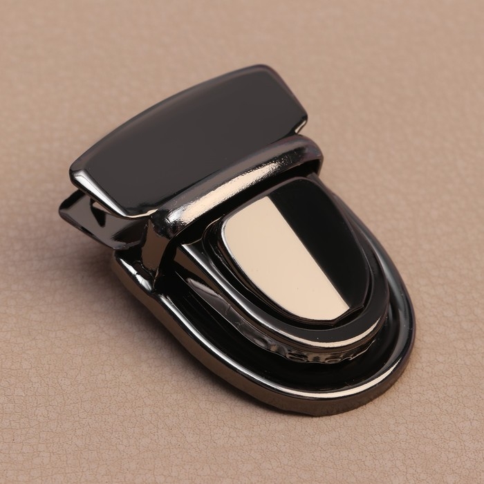 Застёжка для сумки, 4 &times; 3 см, цвет чёрный никель