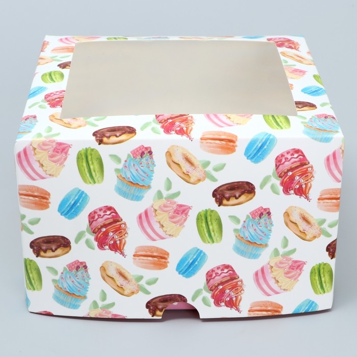 Коробка для капкейка, кондитерская упаковка, 4 ячейки &laquo;Сладости&raquo;, 16 х 16 х 10 см