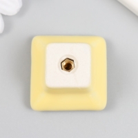 Ручка для шкатулки керамика, металл "Квадратик" жёлтая 3,3х3,3х2,1 см