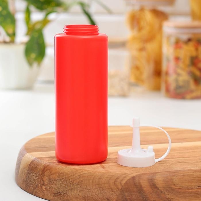 Бутылка для соуса, 400 мл, 5.7&times;19.2 см, пластик, красная