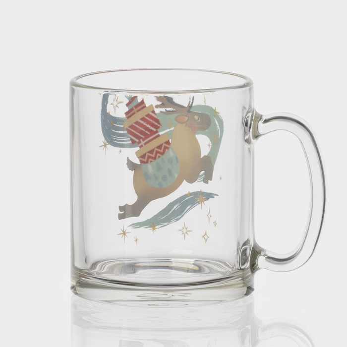 Кружка стеклянная чайная &laquo;С Новым Годом&raquo;, 320 мл, МИКС
