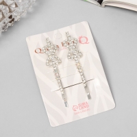 Невидимка для волос "Эбба" (набор 2 шт) бант, 6 см, серебро