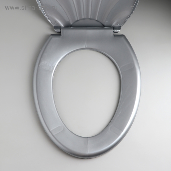 Сиденье для унитаза &laquo;Ракушка&raquo;, 44,5&times;37 см, с крышкой, серебристый перламутр