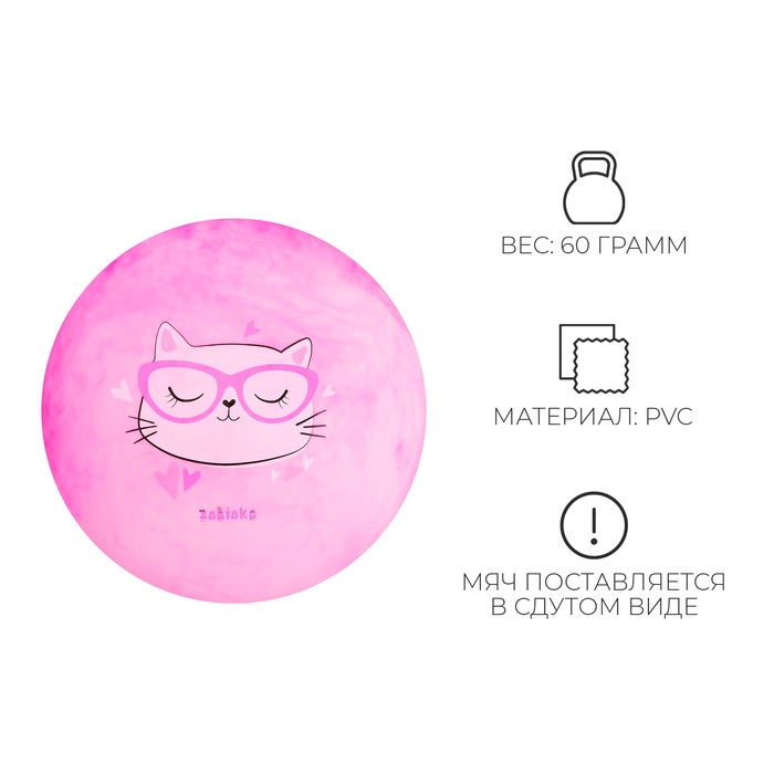 Мяч детский ZABIAKA &laquo;Кошечка в очках&raquo;, d=22 см