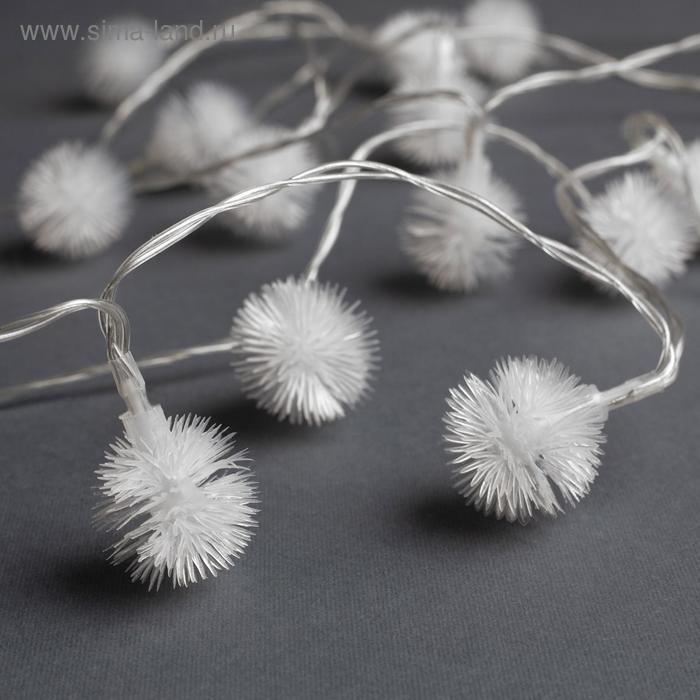 Гирлянда &laquo;Нить&raquo; 3 м с насадками &laquo;Ёжики&raquo;, IP20, прозрачная нить, 20 LED, батарейки AAх3 (нет в комплекте), свечение мульти