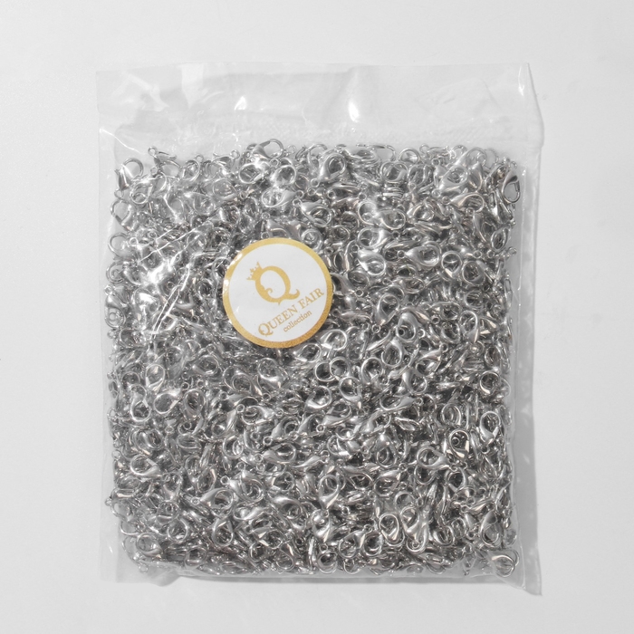 Замок-карабин, СМ-521, (набор 1000 шт.), 12&times;7 мм, цвет серебро