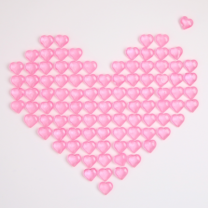 Сердечки пластиковые декоративные, набор 100 шт., размер 1 шт. &mdash; 2 &times; 2 см, цвет розовый