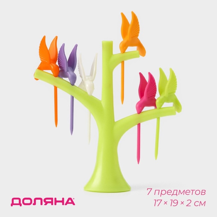 Набор для канапе &laquo;Птицы&raquo;, на подставке, 6 шпажек, цвет МИКС
