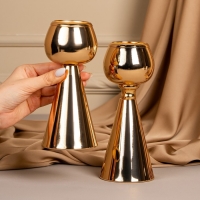 Подсвечник металл на 1 свечу &laquo;Гиацинт&raquo;, цвет золото 8 х 8 х 19 см