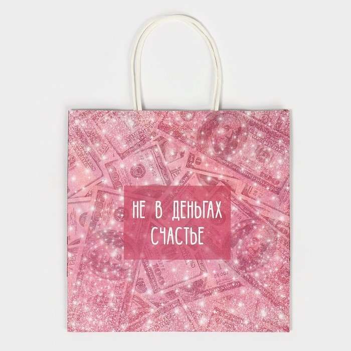 Пакет подарочный, упаковка, &laquo;Счастье в бабках&raquo;, 22 х 22 х 11 см