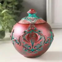 Шкатулка для украшений с крышкой &laquo;Флоренция&raquo;, 10&times;9 см, гипс, окисленная медь