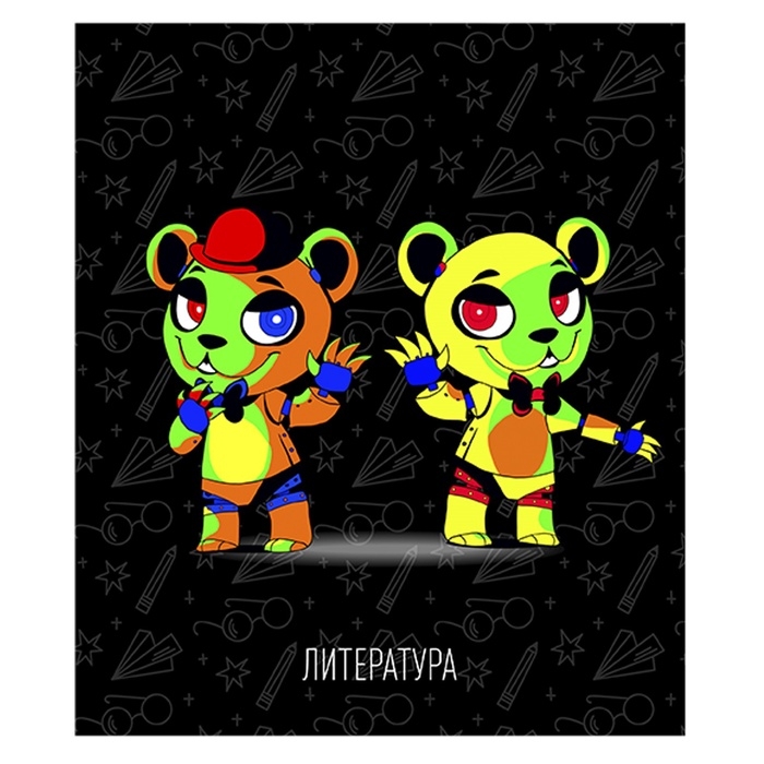 Тетрадь предм Неоновые звери Calligrata TOP 48л лин Литература, мел карт, НЕОН печать,офсет