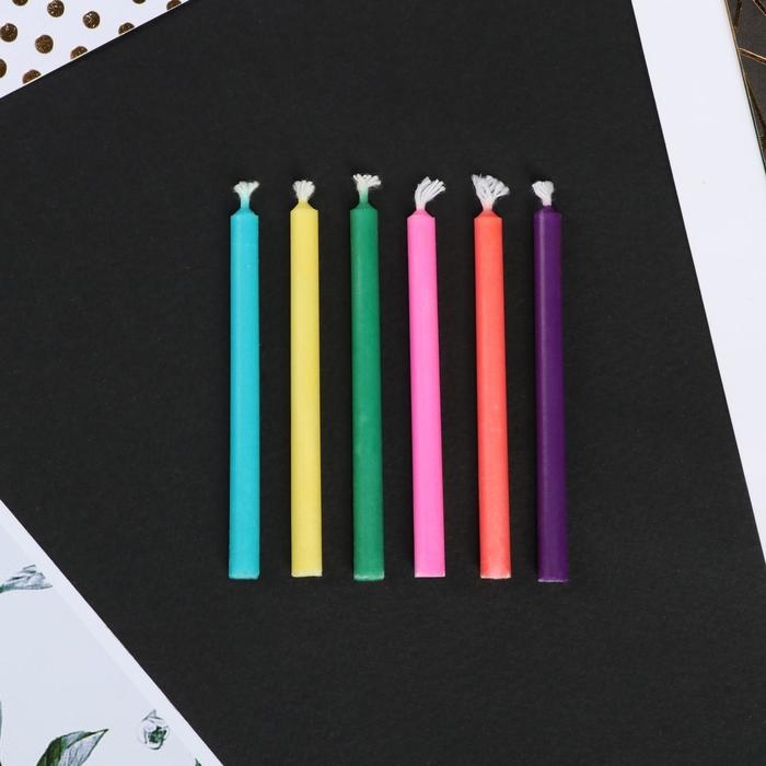 Свечи для торта с цветным пламенем &laquo;С Днем Рождения&raquo;, 6 шт., 6 х 0,4 см