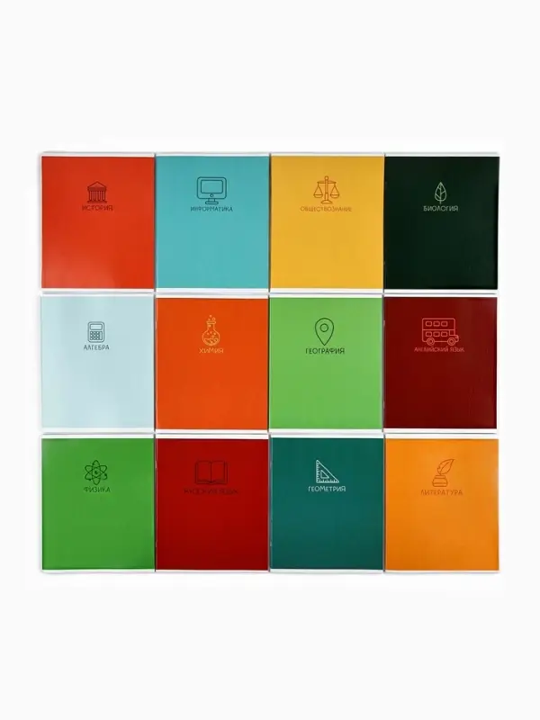 Тетради предметные, 48 л., набор из 12 шт., блок №1 &laquo;Палитра&raquo;