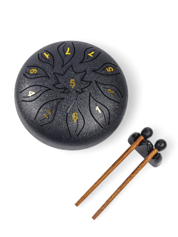 Глюкофон - музыкальный инструмент, цветок черный, 11 лепестков, 18 х 18 х 11 см