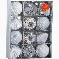 Набор украшений пластик 16 шт "Ярмарка волшебства" 8 см, белый