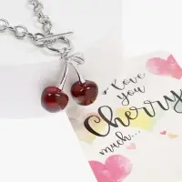 Кулон-цепь крупная "Вишня", цвет красный в серебре 40+удл