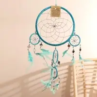 Ловец снов "Пять колец" бирюзовый 25х0,5х50 см
