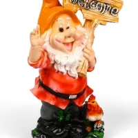 Садовая фигура из полистоуна &laquo;Гном с табличкой WELCOME с петухом&raquo;, 61&times;23&times;36 см, МИКС