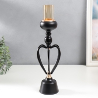 Подсвечник металл на 1 свечу "Физалис" чёрный 39х9х9 см