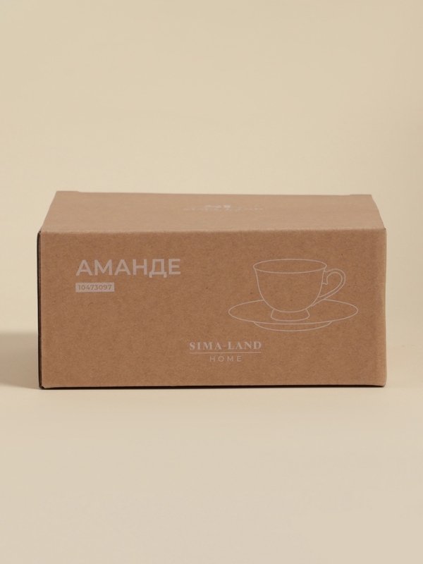 Чайная пара SL Home &laquo;Аманде&raquo;, чашка 220 мл, блюдце 17&times;17&times;2 см, фарфор, белая