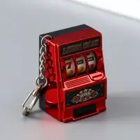 Брелок пластик "Игровой автомат - казино" красный 2,7х3,4х5 см