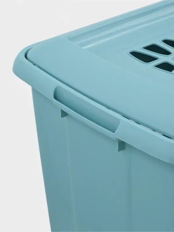 Корзина для белья с крышкой &laquo;Молетта&raquo;, 60 л, 47.9&times;36.9&times;55 см, прямоугольная, бирюзовая