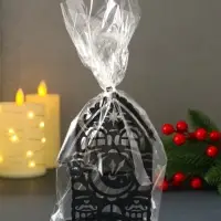 Подсвечник новогодний "Домик с часами" чёрный 6,7х10х13,5 см