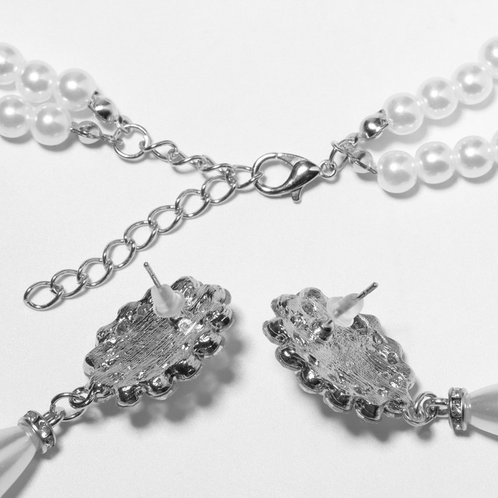 Набор 2 предмета: серьги, колье &laquo;Антуанетта&raquo; вспышка, цвет белый в серебре, 40 см