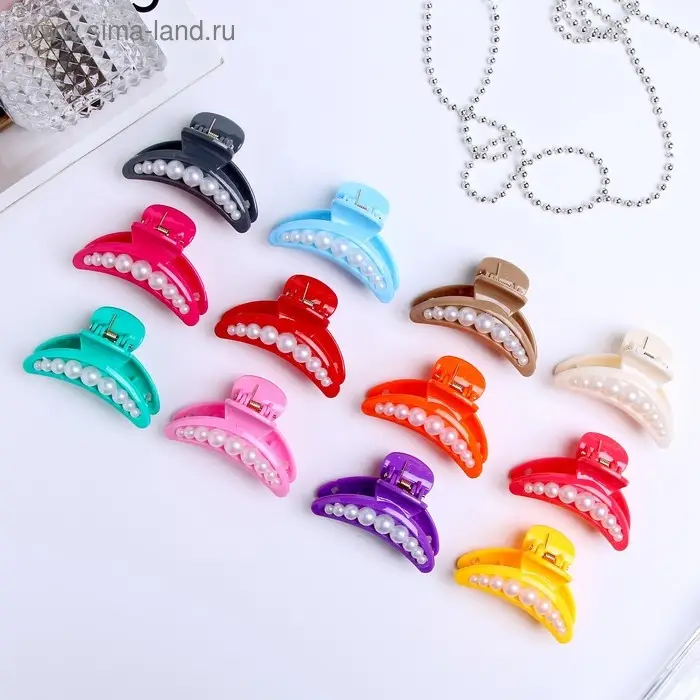 Крабик для волос &laquo;Люкс&raquo;, дуга бусины, 6.5 см, МИКС