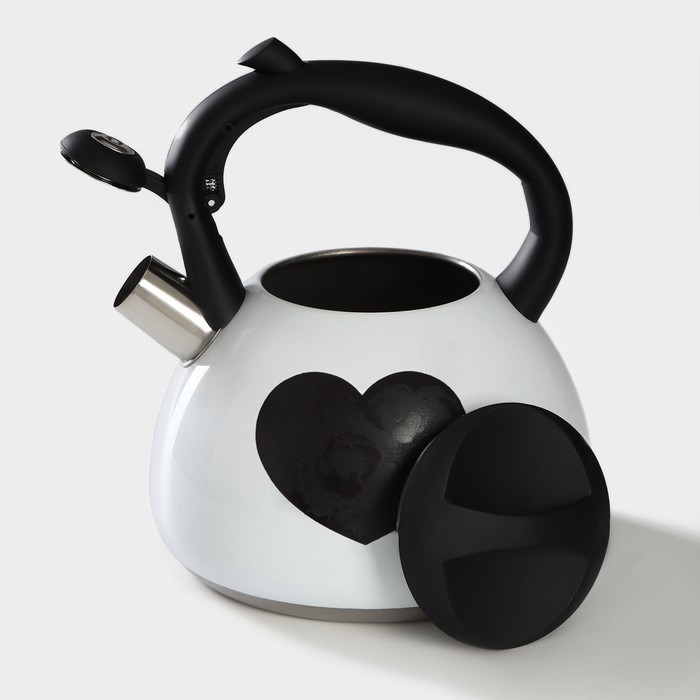 Чайник со свистком из нержавеющей стали Доляна &laquo;Сердце&raquo;, 3 л, с индикатором нагрева